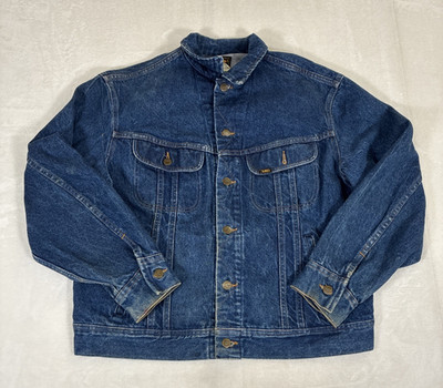 Vintage 80s Lee Jacket Mens 44R Denim Trucker Button Up USA Heritage PATD-153438