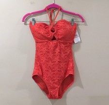 New Vince Camuto Swim Tangerine Orange One Piece SwimSuit Swimwear Size 10