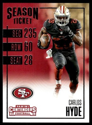 2016 PANINI CONTENDERS CARLOS HYDE #20 SAN FRANCISCO 49ERS 1487