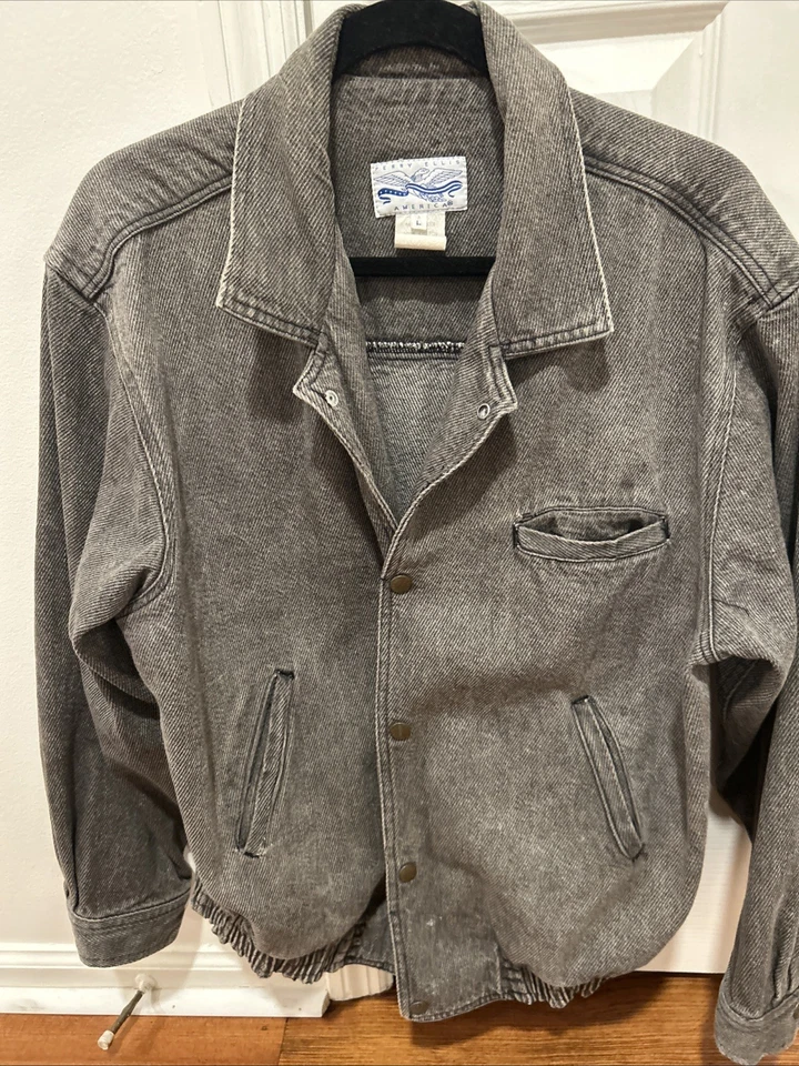 Chaqueta estilo bombardero Jean lavado gris vintage Perry Ellis America talla M/L Foto 2 de 4