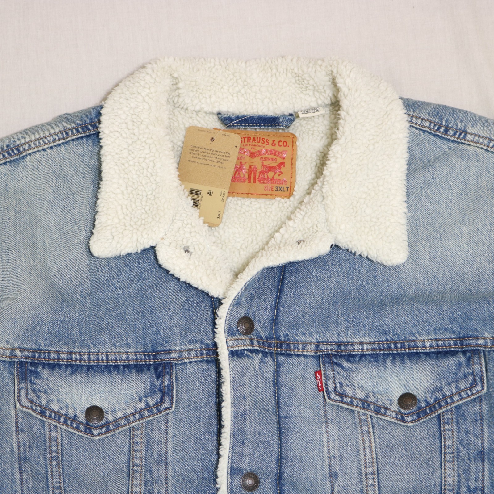 Levi's Men Big & Tall Sherpa Lined Trucker Jean Jacket Size 3XLT ,4XLT, 6XL new