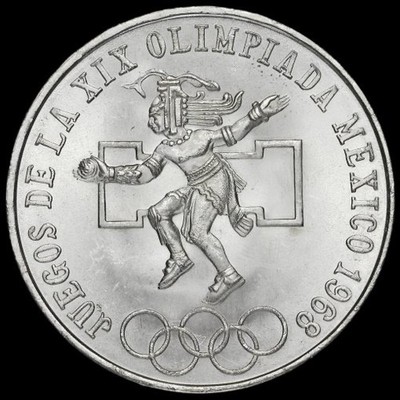 Silbermünze 25 Pesos Olympische Spiele Mexiko 1968 Stempelglanz