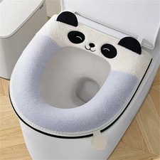 Cute Toilet Seat Cover Soft Thicker Warmer Stretchable Washable Cushion Bathroom