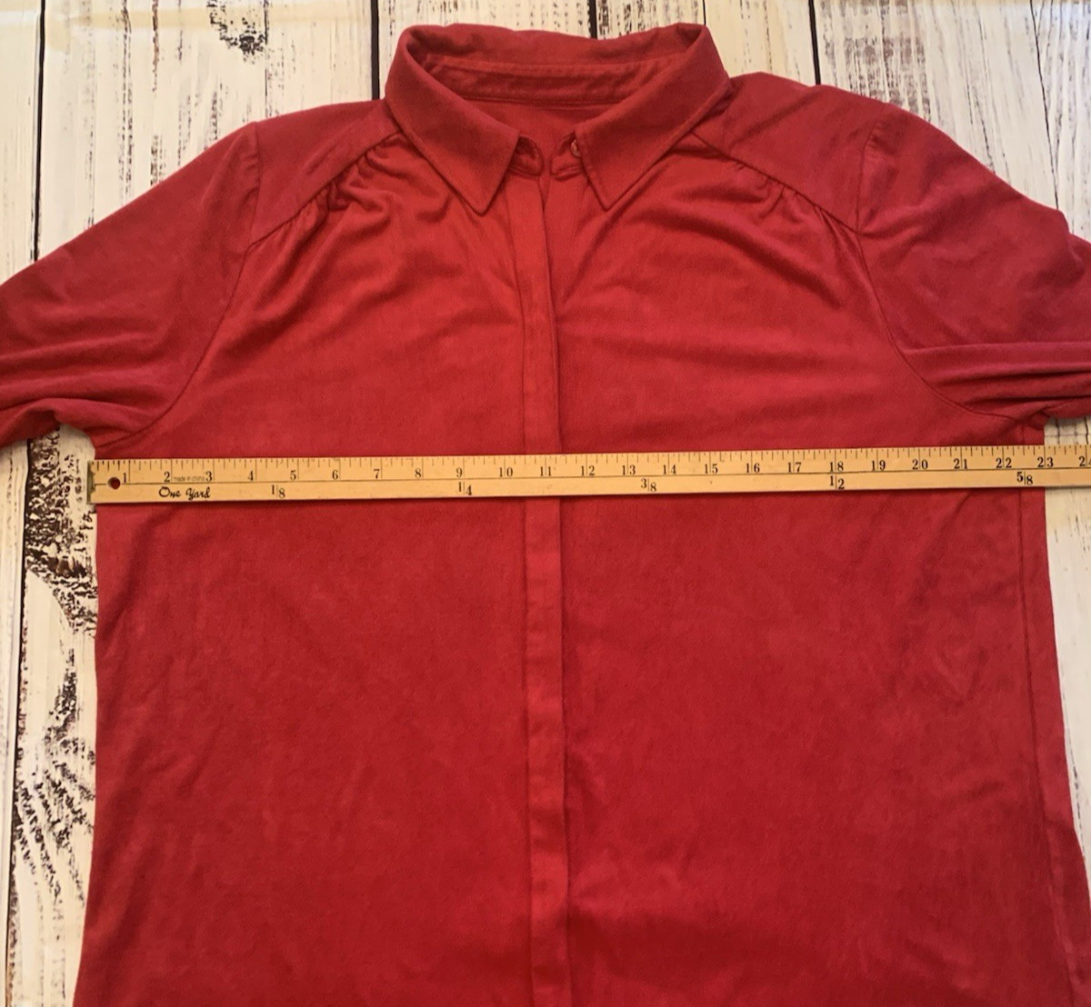 Chico's Large Solid Red Suede-Feel Button Front S… - image 3