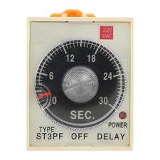 ⁺0-30s Power Off Delay Timer Relay Knob Control Time Relay With Base AC 220V
