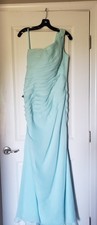 Mint One Shoulder Ruched Ruffle Chiffon Long Formal Gown Women’s Size 12