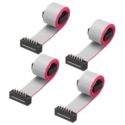 IDC Wire Flat Ribbon Cable FC/FD Connector A-type 12Pins 0.3Meters Long, 4pcs