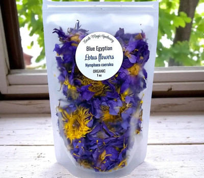 100% Organic Blue Lotus whole Flower, Nymphaea Caerulea, 1/4oz, 1/2oz, 1oz, 2oz