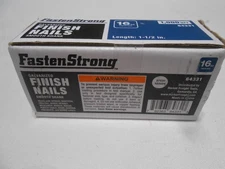 NEW BOX FASTEN STRONG GALVANIZED SMOOTH SHANK NAILS 16GA FINISH 1,000 1-1/2IN.