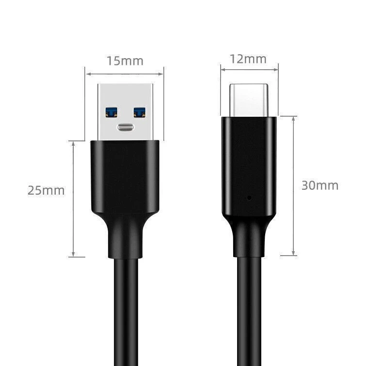 USB Data Cable to Type C SuperSpeed Sync Cord Fast Charging Charger 60W Black - Image 4 of 4