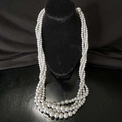 4 Strand Faux Pearl Clasp Necklace 20 Inch Vintage | eBay display picture 1