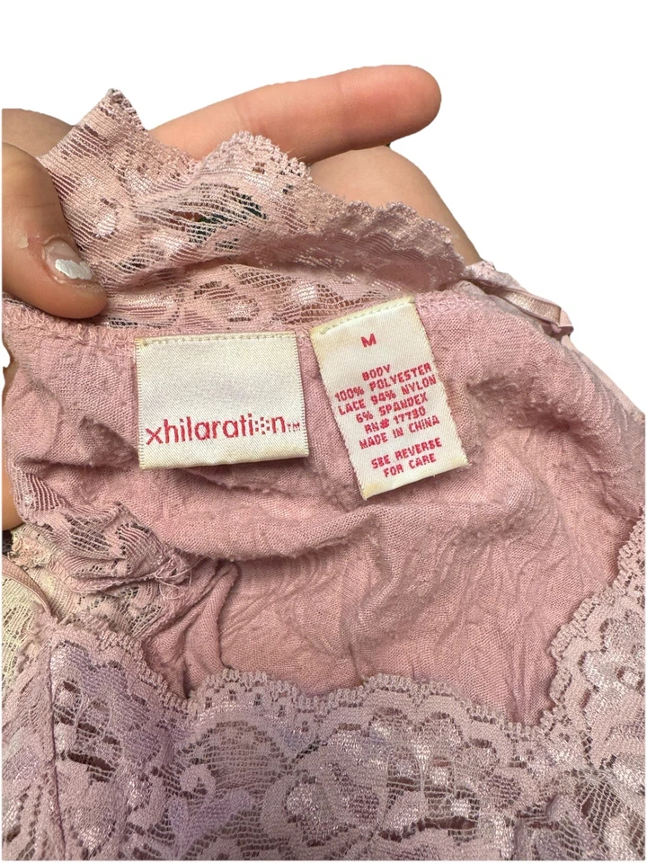 Vintage Xhilaration Women's Med Baby Y2K Lace Trim Cami Dainty Coquette Romantic - Image 3 of 3