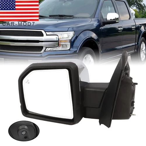 For 2015-2021 Ford F-150 Left Side Mirror Power/Signal/Blind Spot Camera Chrome