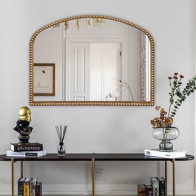 Vanity Mirror for Bedroom, 35'' x 28'' Large Arch Vintage Gold Wall Mirror, Bea...