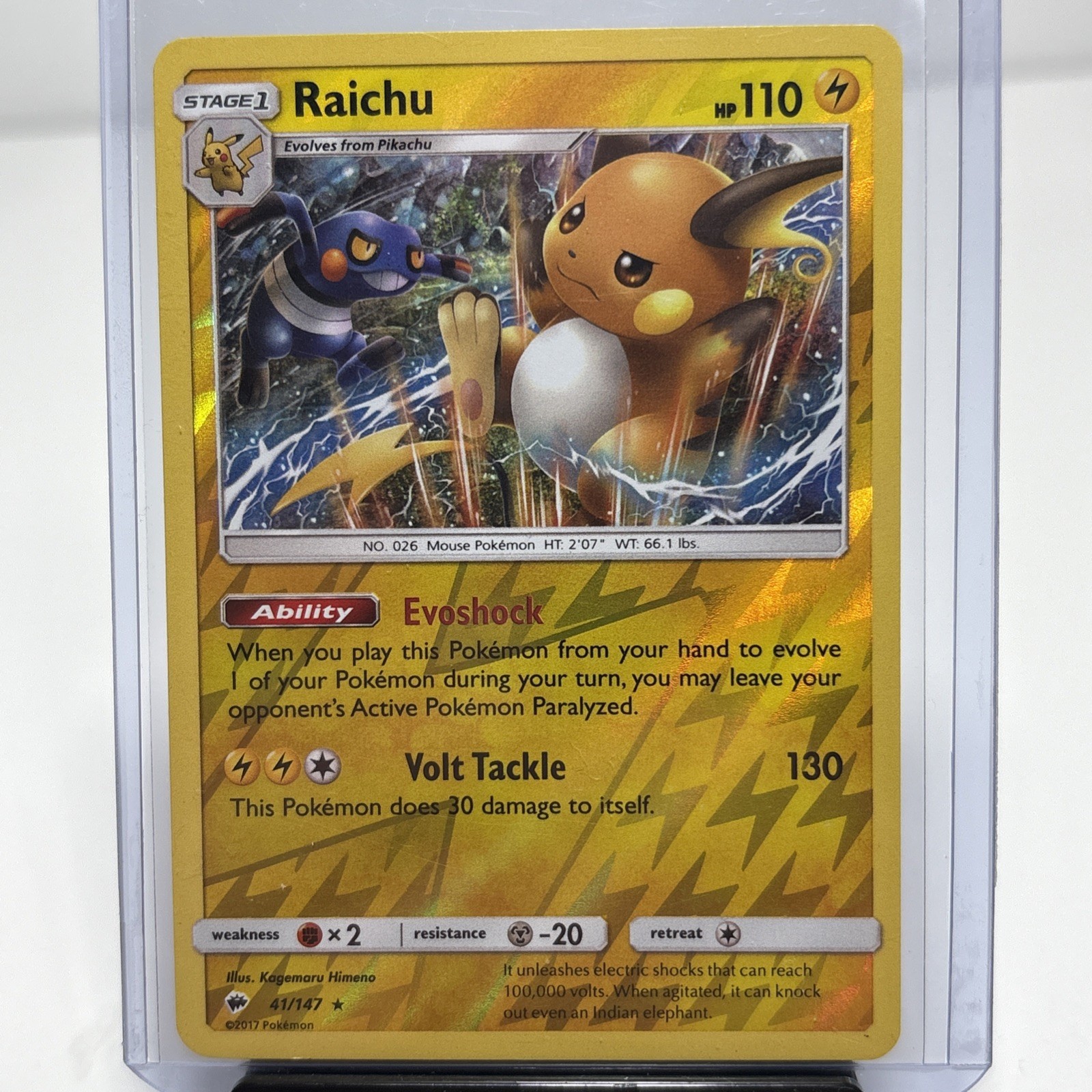 Raichu Rev Reverse Holo SM Burning Shadows Pokemon NM 41/147 Sun & Moon