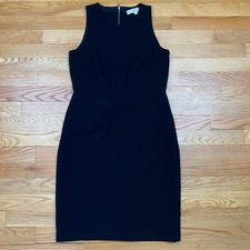 Loft Sleeveless Sheath Dress 4P Black Sleeveless Pockets Career Work Office