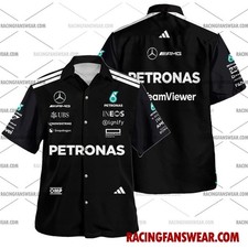 George Russell Formula One Racing 2025 Uniform Apparel Clothes Hawaiian Polo Shi