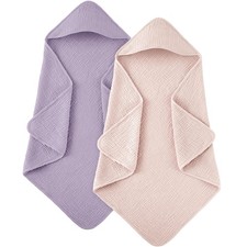Hooded Baby Towels for Newborn 2 Pack 100 Muslin Cotton Towel for Babies Hig...