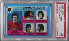1979 Topps League Leaders Ken Dryden Tony Esposito Mario Lessard PSA 7 HOF t3w