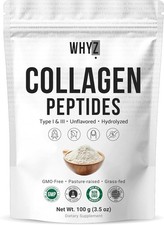 Hydrolyzed Bovine Collagen Peptides Powder Type I  III Grass-Fed 100g