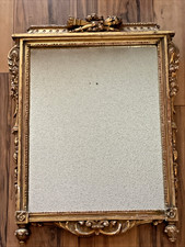 Ancien MIROIR MURAL doré avec magnifique CADRE FLORAL SCULPTÉ 16" X 21"