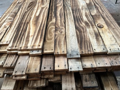 Reclaimed Pallet Wood Wall Cladding - Scorched Effect, Mixed Pine, 15 Square Meters
