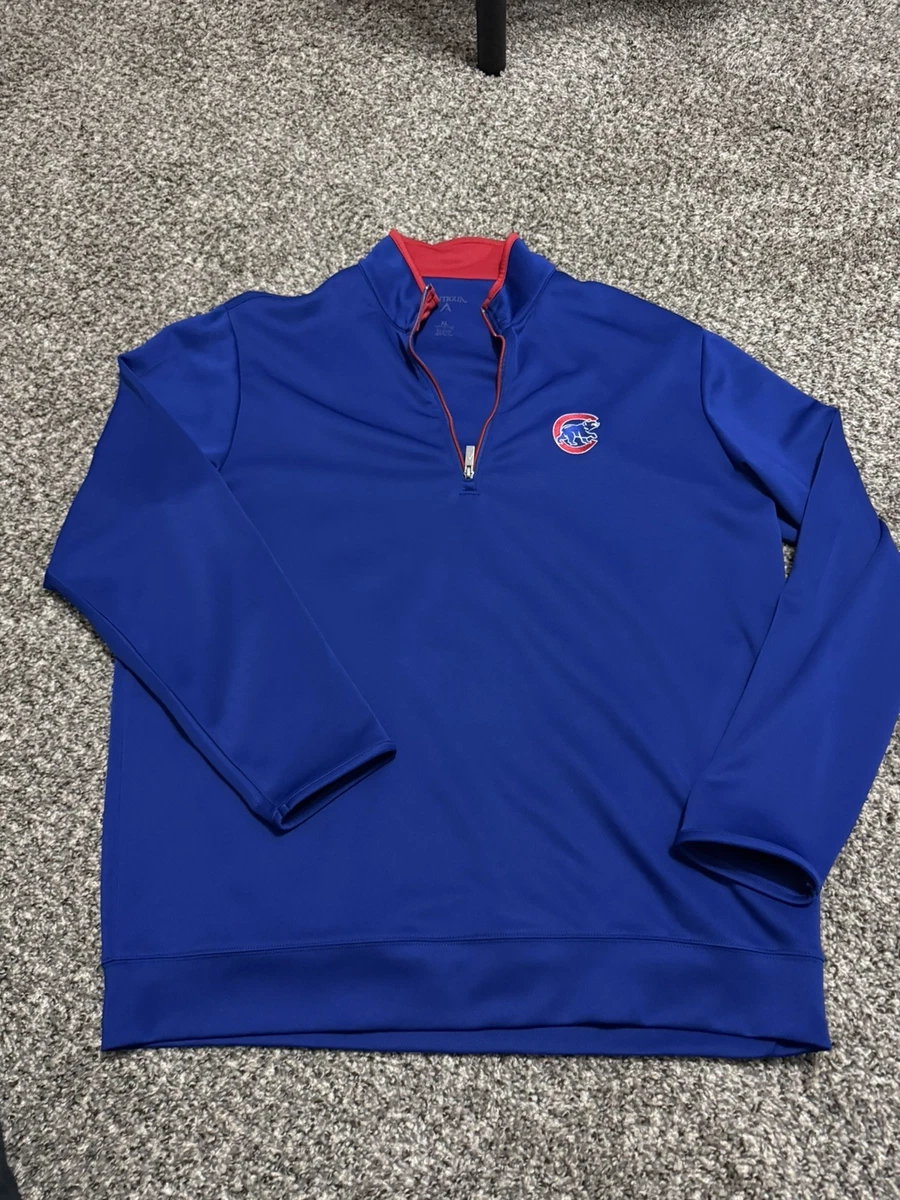 Grand Pull à 1/2 Zippé Antigua Chicago Cubs - Bleu Et Blanc - Taille L - MLB