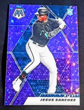2021 Panini Mosaic Jesus Sanchez Quick Pitch Purple #/50 RC Miami Marlins