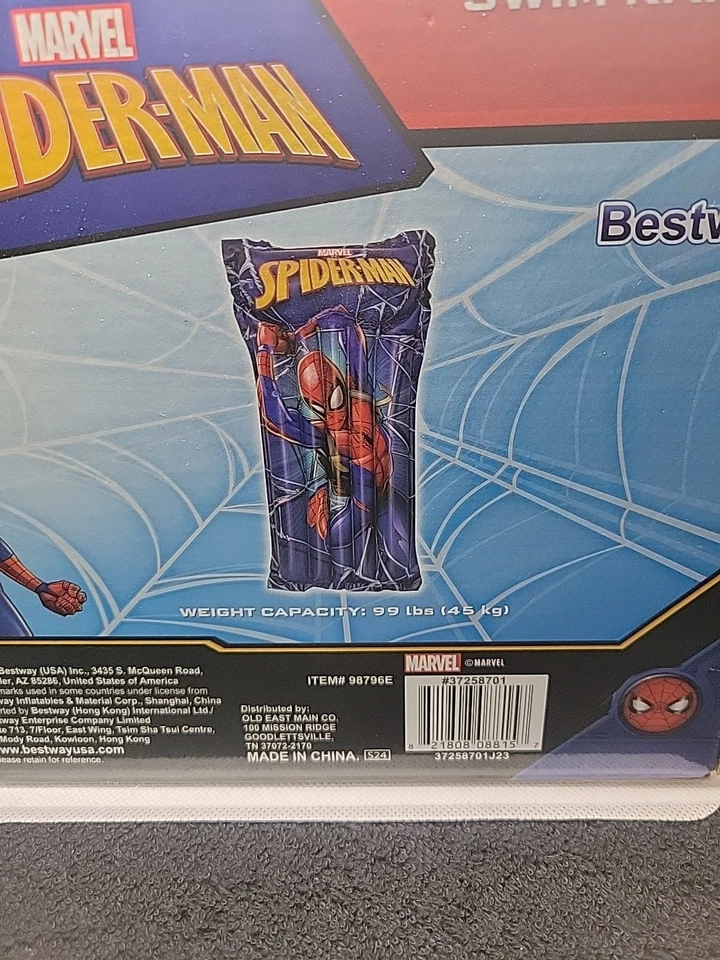 Balsa de natación inflable Bestway Spiderman para niños edades 3+ - 41"x19"x6" - Nueva Foto 4 de 4