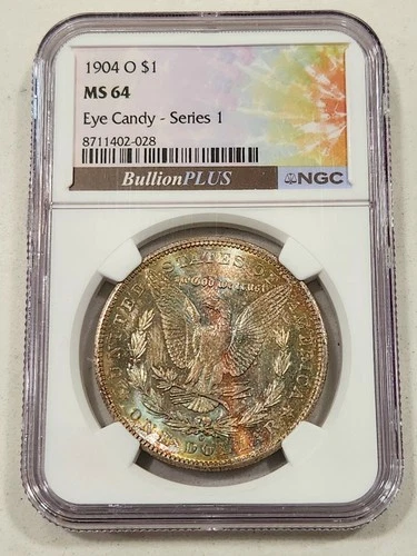 1904-O Morgan Dollar NGC MS64 Eye Candy Toned Color BullionPLUS