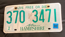 New Hampshire License Plate Live Free Or Die Single Tag Expired #370 3471