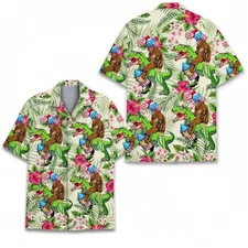 Funny Dinosaur Shirt Hawaiian Style – Short Sleeve USA Top