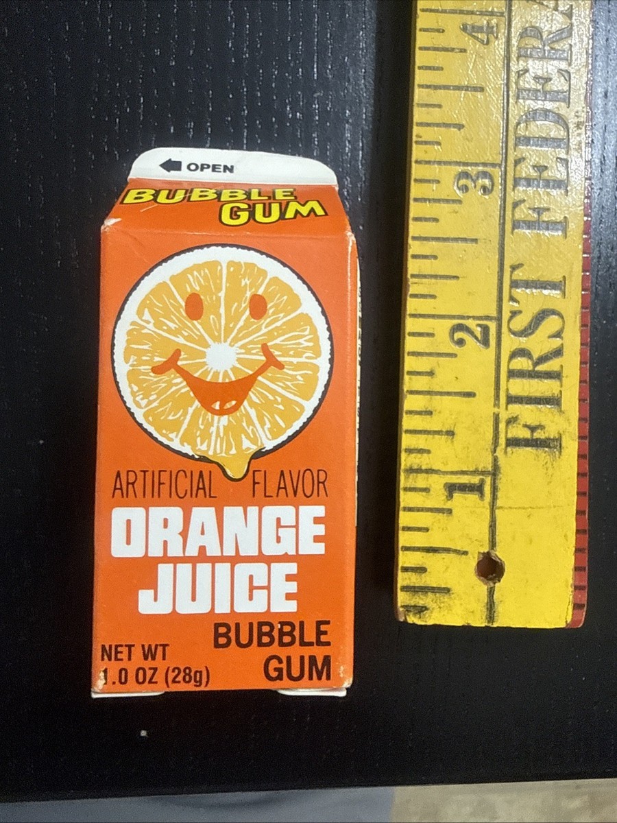 TOPPS ORANGE JUICE BUBBLE GUM 1980s Old Vintage Sealed NOS