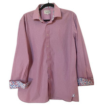 Ted Baker Endurance Floral Flip Cuff Red Button Down Cotton Dress Shirt Size 17
