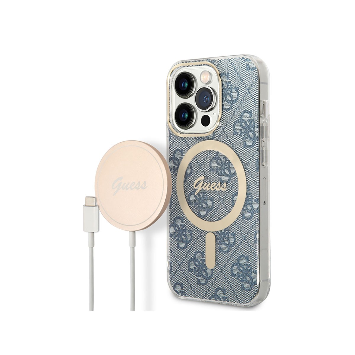 Coque Guess iPhone 14 Pro Max 4G rigide avec chargeur sans fil 15W à induction