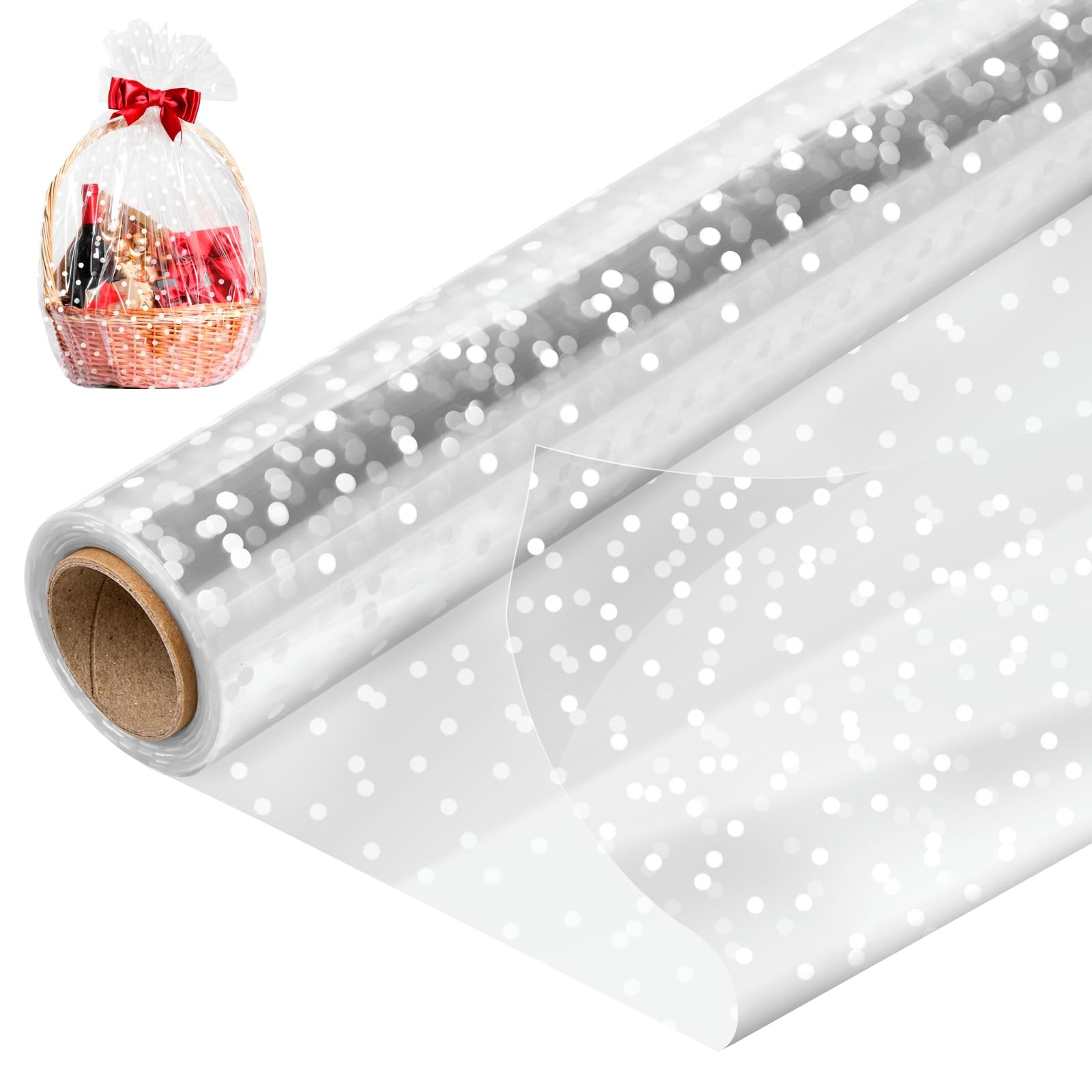 34 In x 100 Ft Clear Cellophane Wrap Roll, Extra Wide, 2.5 M
