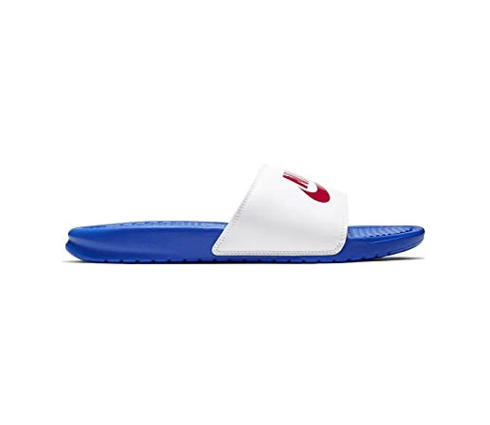 NIKE BENASSI JDI SLIDE MEN SIZE 14 WHITE ROYAL BLUE 343880 410 - Image 2 of 3