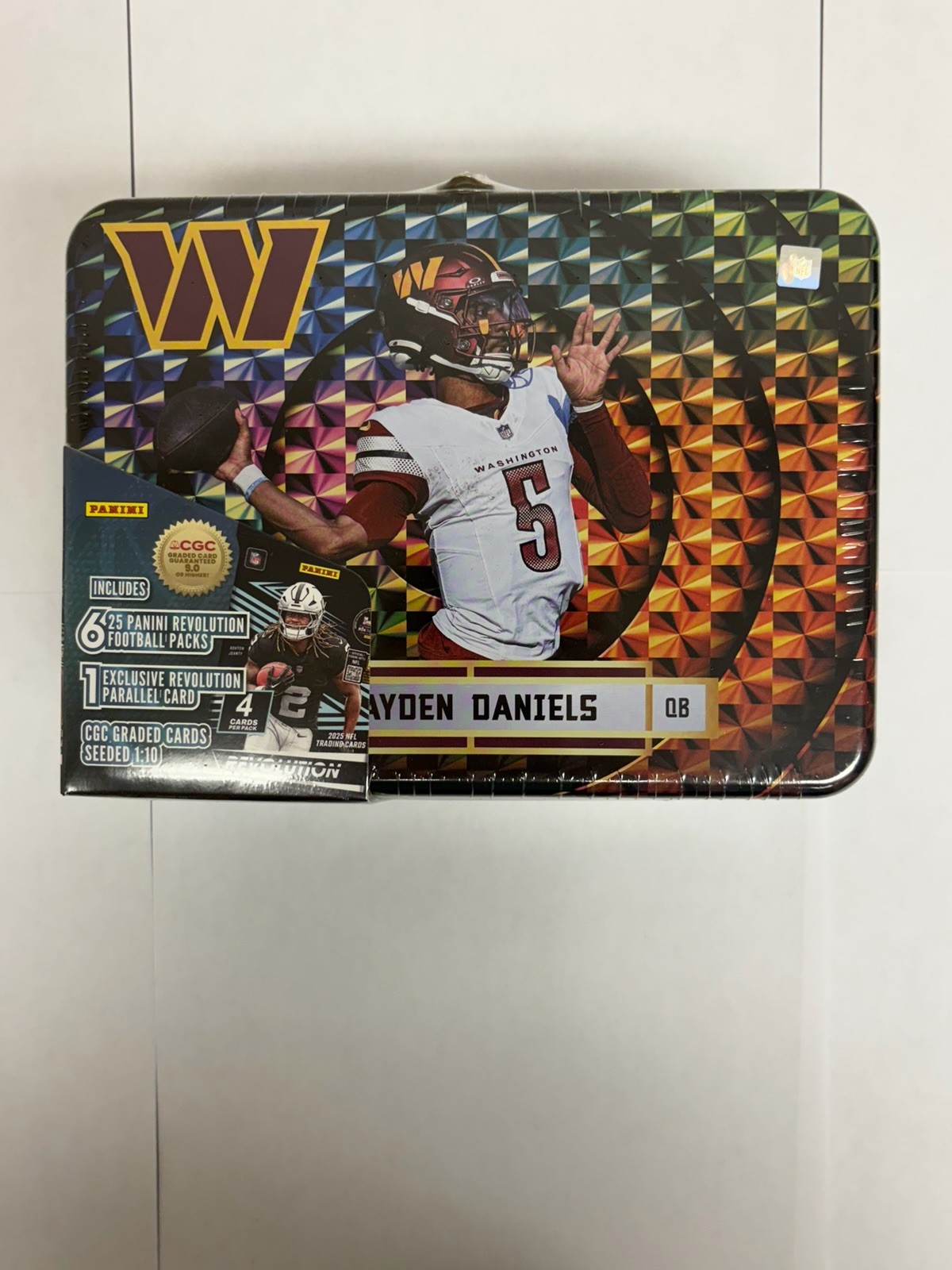 2025 Panini Revolution NFL Football Jayden Daniels Sealed Collector's Lunch Tin