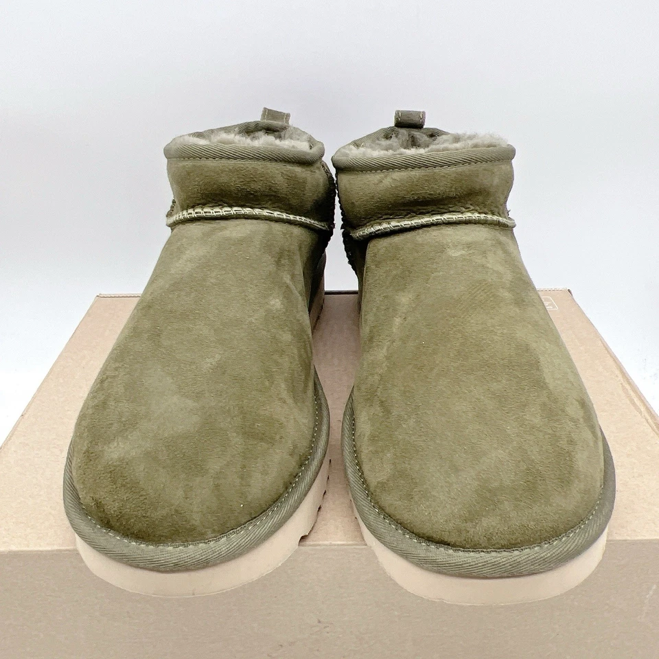 Botas de invierno Ugg Classic Ultra Mini para mujer al tobillo botines oliva quemado EE. UU. 12 Foto 4 de 4