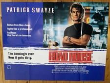 ROAD HOUSE (1989) Original Film Cinema Quad Poster Starring Patrick Swayze, Rare