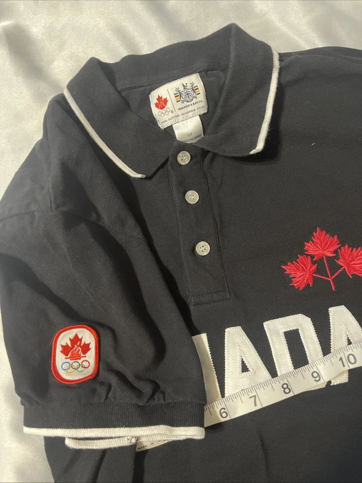 Team Canada Leaf Olympics Polo Golf Shirt Hudson's Bay Size Small Mens Black - Image 4 of 4