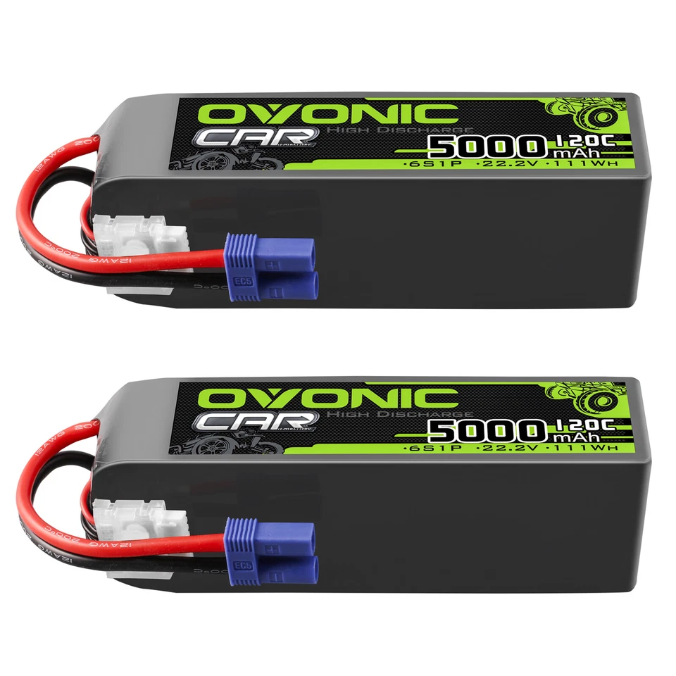 2x Ovonic 22,2V 120C 5000mAh 6S Lipo Akku EC5 für RC Auto LKW Arrma EDF Jet Heli