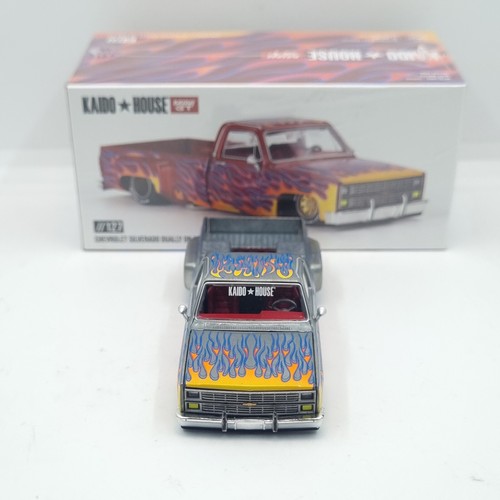 MINI GT KAIDO HOUSE CHEVROLET SILVERADO DUALLY ON FIRE V1 KHMG127 CHASE - Picture 14 of 14
