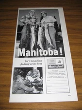 1964 Print Ad Manitoba Canada Tourist Development Stringer of Huge Fish
