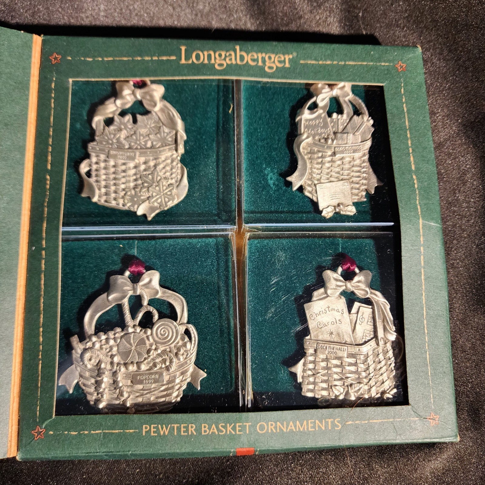 Longaberger Pewter Basket Ornaments Commemorative Christmas Collection 1997-2000