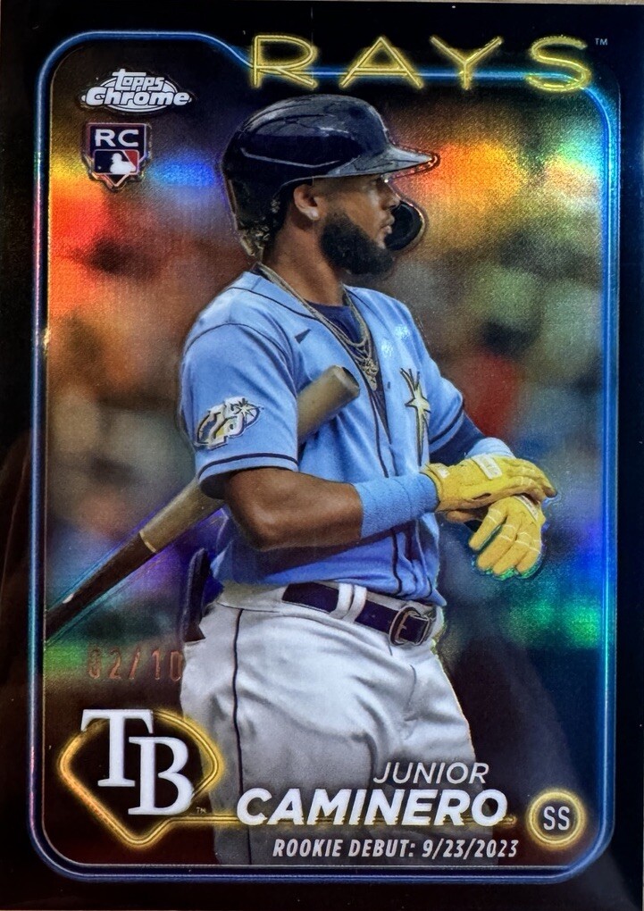 2024 Topps Chrome Update #USC193 Junior Caminero RC Black Refractor #/10 Rays