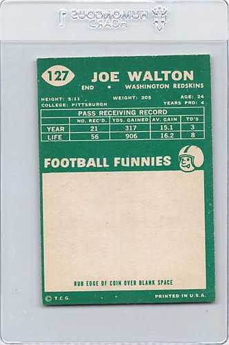 1960 Topps #127 Joe Walton Redskins EX/MT *1099 - Foto 2 di 2