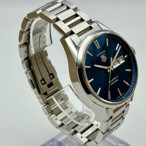 TAG Heuer Carrera Calibre 5 WAR201E Automatic Navy Blue Dial Men's Watch - Picture 7 of 24