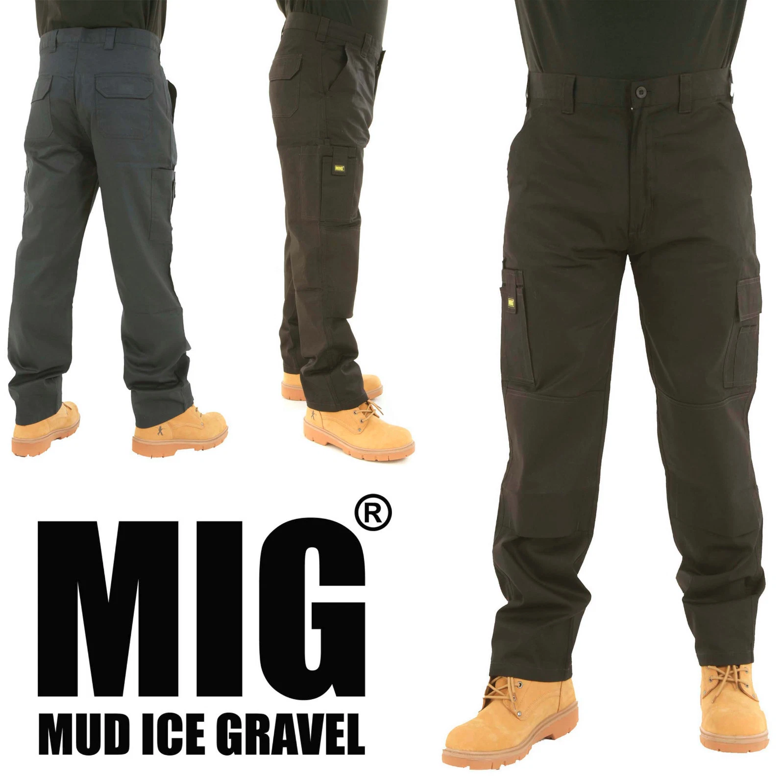 Mens MIG Cargo Combat Black Work Trousers & Knee Pad Pockets Size 30 to 42
Opens in a new window or 
