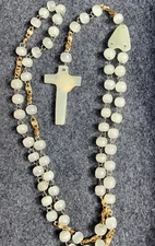 Pale Green Calcite Hecho En Mexico Gemstone Rosary 19 Inches, Religious Item